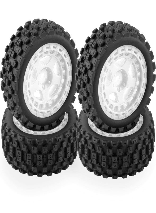 RcarmubWow RC Wheels and Tires for 1/18 Typhon Grom RC Crawler Car,RC Buggy Wheels & Rubber Tires,RC Truck Tires RC Wheels,4pcs,White - Image 1